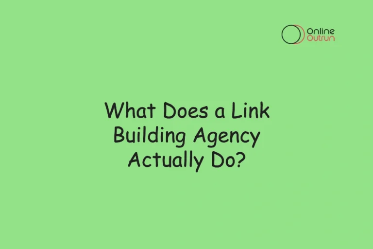 A featured image with written what does a link building agency do on it